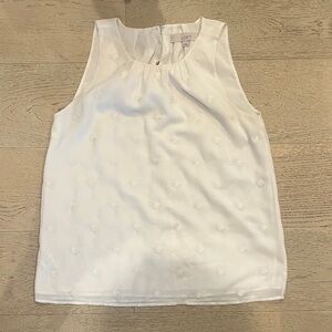 LOFT White Textured Sleeveless Blouse